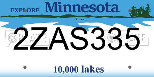 2ZAS335 Minnesota License Plate