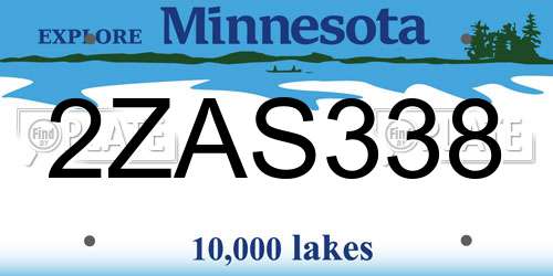 2ZAS338 Minnesota License Plate