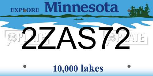 2ZAS72 Minnesota License Plate