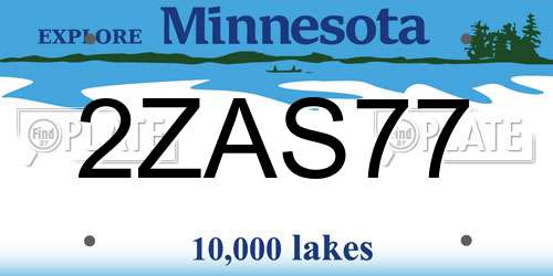 2ZAS77 Minnesota License Plate