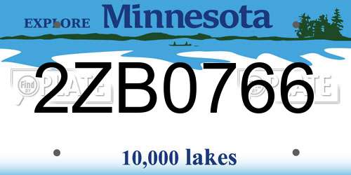 2ZB0766 Minnesota License Plate