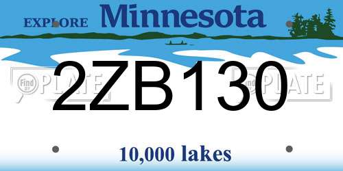 2ZB130 Minnesota License Plate
