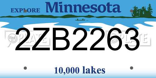2ZB2263 Minnesota License Plate