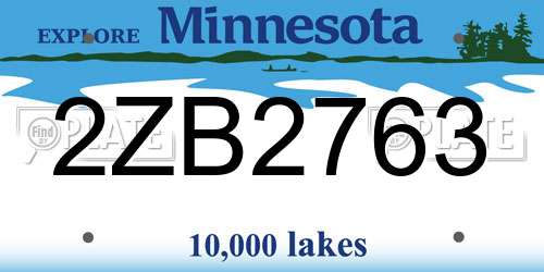 2ZB2763 Minnesota License Plate