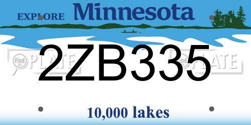 2ZB335 Minnesota License Plate