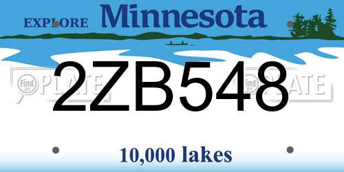 2ZB548 Minnesota License Plate