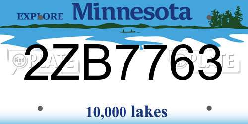 2ZB7763 Minnesota License Plate