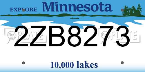 2ZB8273 Minnesota License Plate