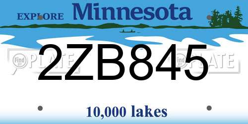 2ZB845 Minnesota License Plate
