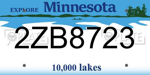 2ZB8723 Minnesota License Plate