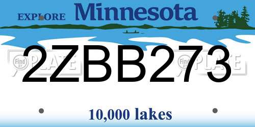 2ZBB273 Minnesota License Plate
