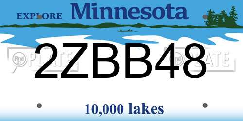 2ZBB48 Minnesota License Plate