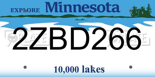 2ZBD266 Minnesota License Plate