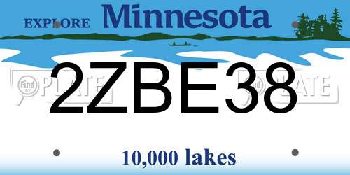 2ZBE38 Minnesota License Plate