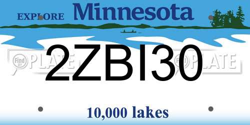 2ZBI30 Minnesota License Plate