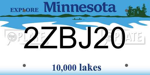 2ZBJ20 Minnesota License Plate