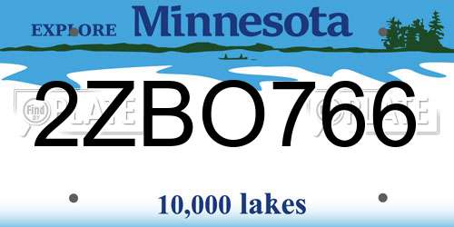 2ZBO766 Minnesota License Plate