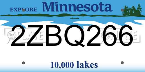 2ZBQ266 Minnesota License Plate