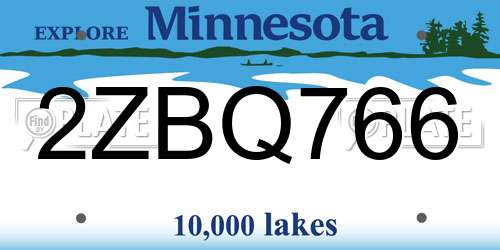 2ZBQ766 Minnesota License Plate