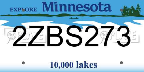 2ZBS273 Minnesota License Plate