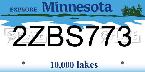 2ZBS773 Minnesota License Plate