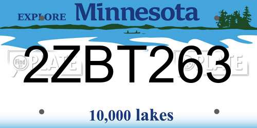 2ZBT263 Minnesota License Plate