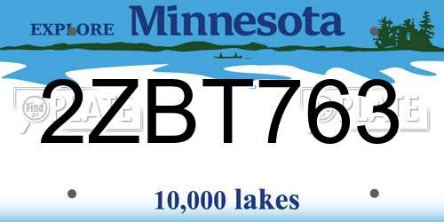 2ZBT763 Minnesota License Plate