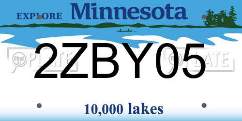 2ZBY05 Minnesota License Plate