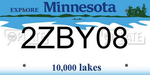 2ZBY08 Minnesota License Plate