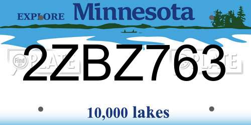 2ZBZ763 Minnesota License Plate