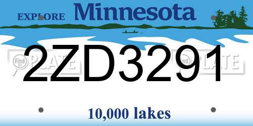 2ZD3291 Minnesota License Plate