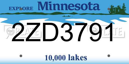 2ZD3791 Minnesota License Plate