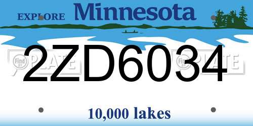 2ZD6034 Minnesota License Plate