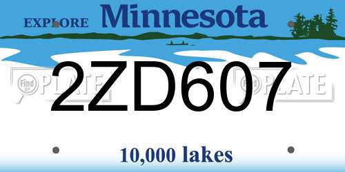2ZD607 Minnesota License Plate
