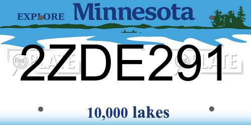 2ZDE291 Minnesota License Plate