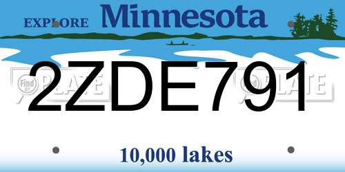 2ZDE791 Minnesota License Plate