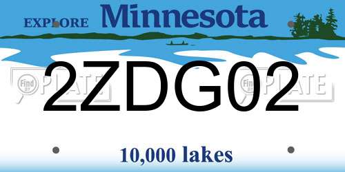 2ZDG02 Minnesota License Plate