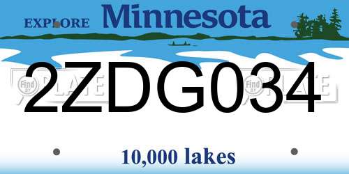2ZDG034 Minnesota License Plate