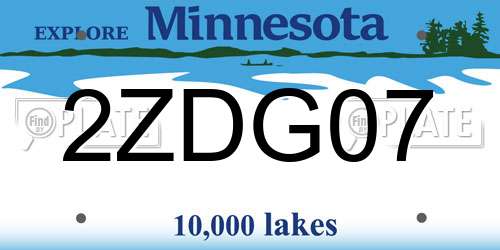 2ZDG07 Minnesota License Plate