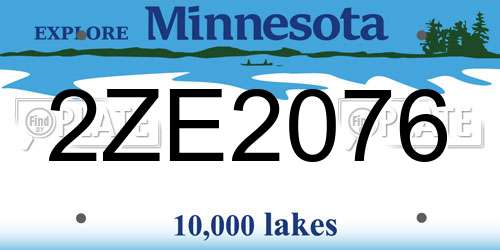 2ZE2076 Minnesota License Plate