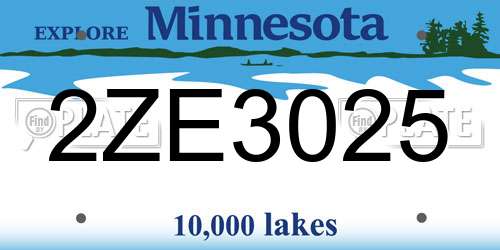 2ZE3025 Minnesota License Plate