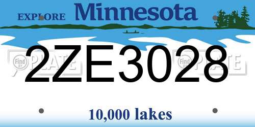 2ZE3028 Minnesota License Plate