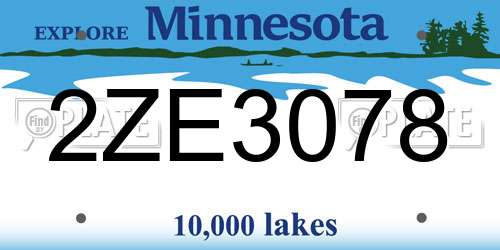 2ZE3078 Minnesota License Plate