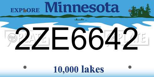 2ZE6642 Minnesota License Plate