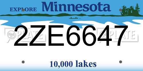 2ZE6647 Minnesota License Plate