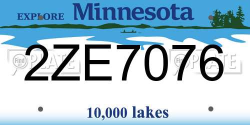 2ZE7076 Minnesota License Plate