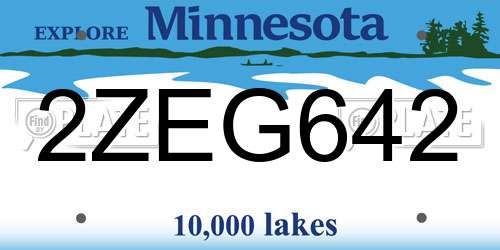 2ZEG642 Minnesota License Plate