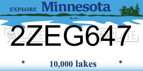2ZEG647 Minnesota License Plate