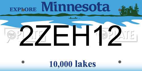 2ZEH12 Minnesota License Plate