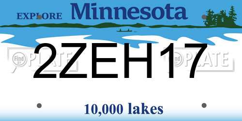 2ZEH17 Minnesota License Plate